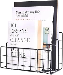 CentraLit Organizer Magazine File Holder Modern Desk, 3 Slot Modern Magazine Holder Stand for Table Desk Home File Stand Decor File Storage for Office (Black)