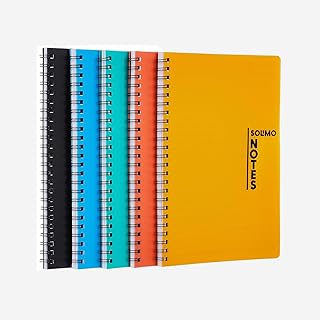 Amazon Brand - Solimo Notebooks, Spiral-Bound, Lightweight, Vibrant Colours (A5, 100 Pages, 70 GSM, Set of 5)