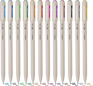 Hauser XO Multicolor Gel Pen with Hard Box Case | Sleek Body & Minimalistic Design | Matt Finish | Ultra Durable Tip | Set Of 12 Bright Ink Colors